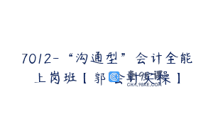 7012-“沟通型”会计全能上岗班【郭玥会计实操】
