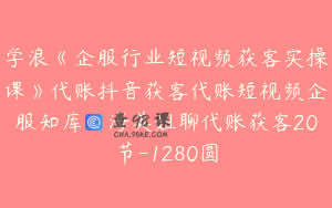 学浪《企服行业短视频获客实操课》代账抖音获客代账短视频企服知库_海英姐聊代账获客20节-1280圆