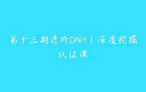 第十三期进阶DNA｜深度挖掘认证课