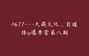 A677---大萌文化_自媒体ip爆单营第八期