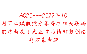 A020—2022年10月丁士斌教授分享脊柱相关疾病的诊断及丁氏正骨与精针微创治疗方案专题