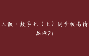 人教·数学七（上）同步拔高精品课21