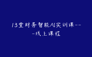 13堂财务智能AI实训课---线上课程