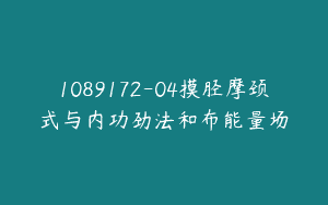 1089172-04摸胫摩颈式与内功劲法和布能量场
