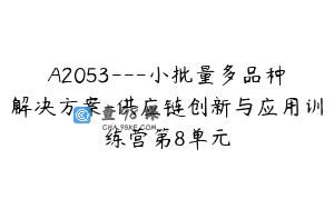 A2053—小批量多品种解决方案-供应链创新与应用训练营第8单元
