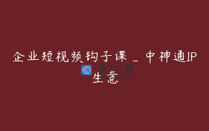 企业短视频钩子课_中神通IP生意