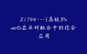 Z1744—[荔枝]PowerBi在业财融合中的综合应用