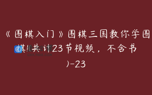 《围棋入门》围棋三国教你学围棋!(共计23节视频，不含书)-23