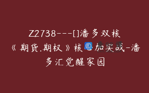 Z2738---[]潘多双核《期货.期权》核心加实战-潘多汇觉醒家园