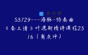 S3729---海豚-协奏曲《秦土情》叶逸斯精讲课程2316（有点评）