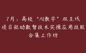 7月：高校“AI教学”双主线项目驱动数智技术实操应用技能合集工作坊