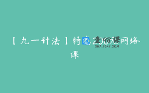 【九一针法】特惠200元网络课