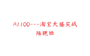 A1100—淘宝天猫实战陪跑班