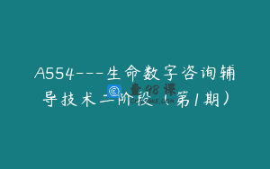 A554—生命数字咨询辅导技术二阶段（第1期）