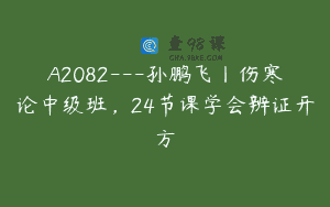 A2082—孙鹏飞丨伤寒论中级班，24节课学会辨证开方