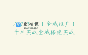 A1763—【全域推广】千川实战全域搭建实战