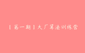 【第一期】大厂算法训练营