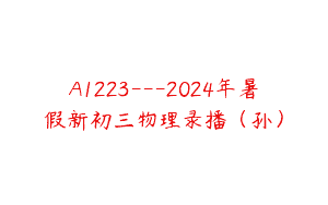 A1223—2024年暑假新初三物理录播（孙）
