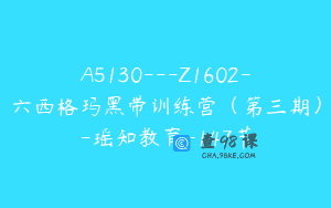 A5130—Z1602-六西格玛黑带训练营（第三期）-瑶知教育-147节
