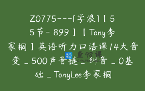 Z0775---[学浪]【55节-￥899】【Tony李家桐】英语听力口语课14大音变_500声音链_纠音_0基础_TonyLee李家桐