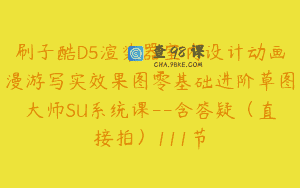 刷子酷D5渲染器室内设计动画漫游写实效果图零基础进阶草图大师SU系统课–含答疑（直接拍）111节