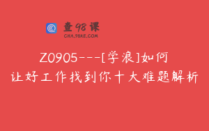 Z0905---[学浪]如何让好工作找到你十大难题解析