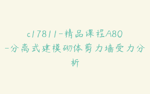 c17811-精品课程A80-分离式建模砌体剪力墙受力分析