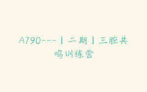 A790—【二期】三腔共鸣训练营