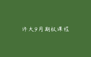 许大9月期权课程