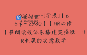 Z0777---[学浪]【65节-￥2980】【HR必修】薪酬绩效体系搭建实操班_HR老鹿的实操教学