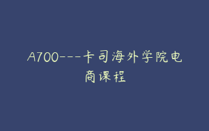 A700---卡司海外学院电商课程