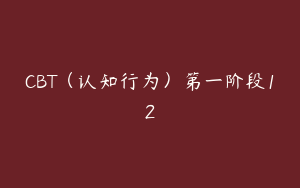 CBT（认知行为）第一阶段12