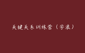关键关系训练营（学浪）