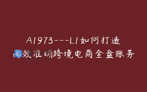 A1973—L1如何打造高效准确跨境电商全盘账务