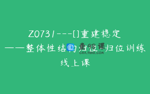 Z0731---[]重建稳定——整体性结构归位-归位训练线上课