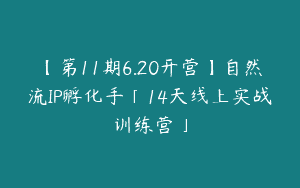 【第11期6.20开营】自然流IP孵化手「14天线上实战训练营」