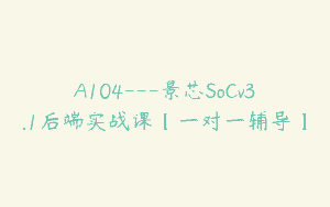 A104—景芯SoCv3.1后端实战课【一对一辅导】