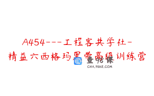 A454—工程客共学社-精益六西格玛黑带高级训练营
