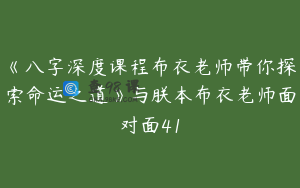 《八字深度课程布衣老师带你探索命运之道》与朕本布衣老师面对面41