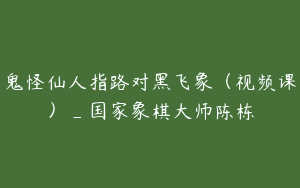 鬼怪仙人指路对黑飞象（视频课）_国家象棋大师陈栋