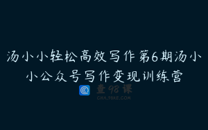 汤小小轻松高效写作第6期汤小小公众号写作变现训练营