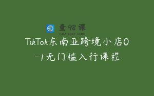 TikTok东南亚跨境小店0-1无门槛入行课程