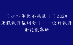 【小帅学长不熬夜】【2024暑假软件集训营】——设计软件全能竞赛班