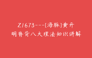 Z1673—[海豚]黄开明脊背八大理法知识讲解