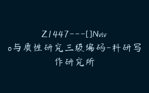 Z1447---[]Nvivo与质性研究三级编码-科研写作研究所