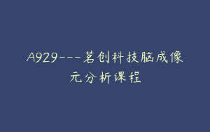 A929—茗创科技脑成像元分析课程