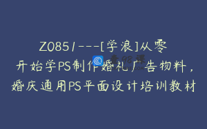 Z0851---[学浪]从零开始学PS制作婚礼广告物料，婚庆通用PS平面设计培训教材