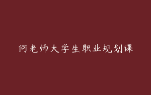 何老师大学生职业规划课