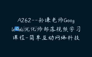 A262–孙谦老师GoogleAds优化师部落视频学习课程-简单互动网络科技