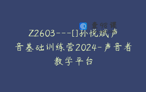 Z2603---[]孙悦斌声音基础训练营2024-声音者教学平台
